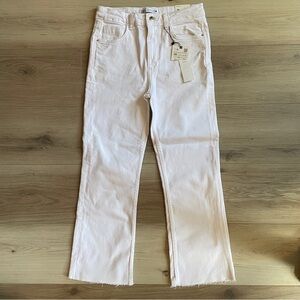 Zara Women's Cream Straight Leg Cropped Ankle Jeans‎ NWT